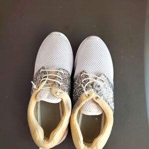 White and silver sequined sneakers - 39 European/ size 8